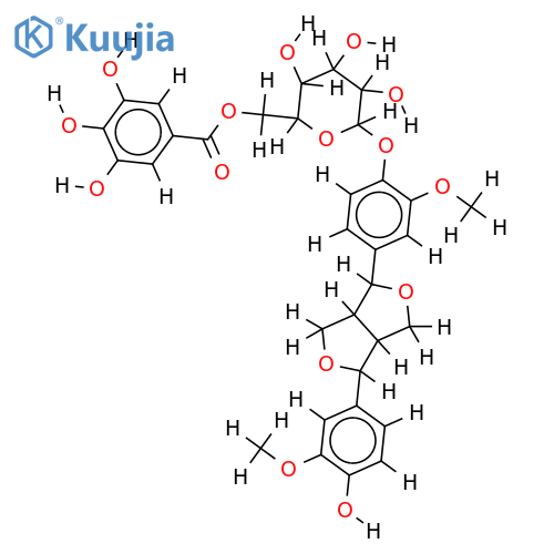 (+)-pinoresinol 4-O-[6''-O-galloyl]-beta-D-glucopyranoside structure