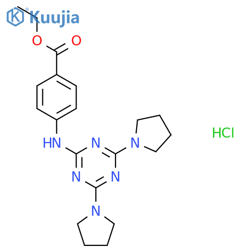 ethyl 4-{[4,6-bis(pyrrolidin-1-yl)-1,3,5-triazin-2-yl]amino}benzoate hydrochloride structure