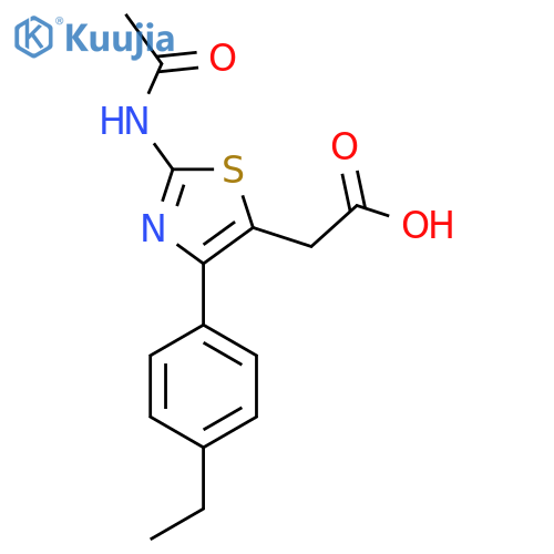 [2-Acetylamino-4-(4-ethyl-phenyl)-thiazol-5-yl]-acetic acid structure