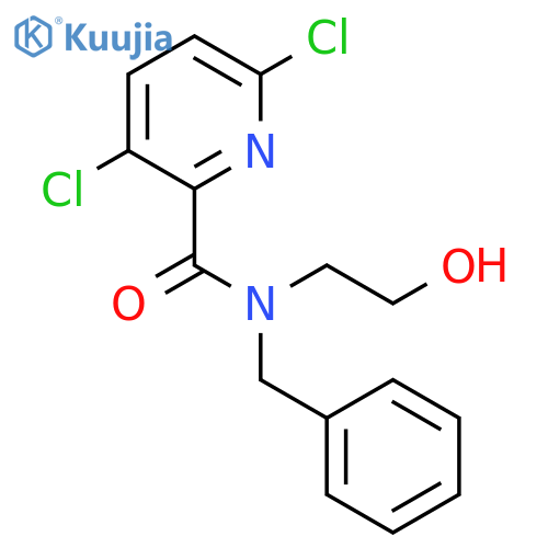 N-benzyl-3,6-dichloro-N-(2-hydroxyethyl)pyridine-2-carboxamide structure