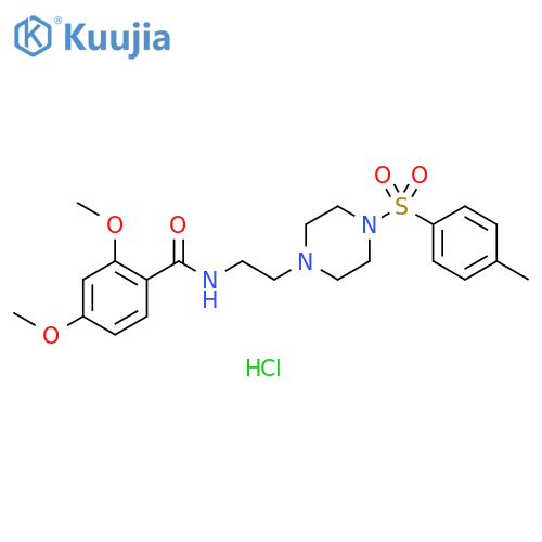 2,4-dimethoxy-N-{2-[4-(4-methylbenzenesulfonyl)piperazin-1-yl]ethyl}benzamide hydrochloride structure