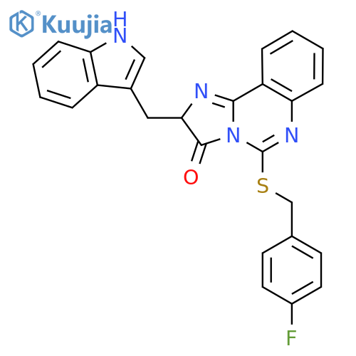 5-{(4-fluorophenyl)methylsulfanyl}-2-(1H-indol-3-yl)methyl-2H,3H-imidazo1,2-cquinazolin-3-one structure