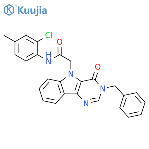 2-{3-benzyl-4-oxo-3H,4H,5H-pyrimido[5,4-b]indol-5-yl}-N-(2-chloro-4-methylphenyl)acetamide structure