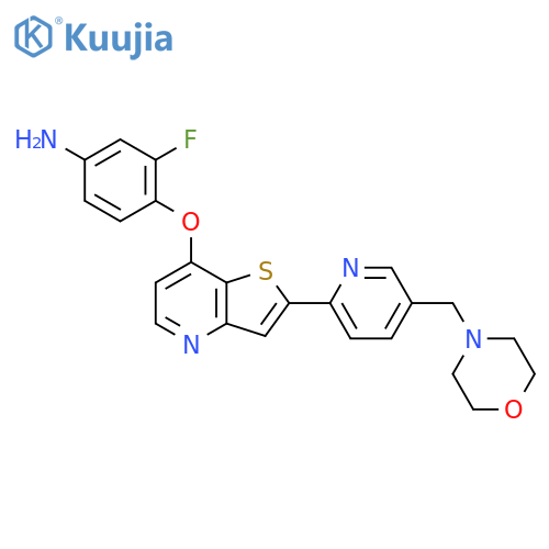 3-Fluoro-4-((2-(5-(morpholinomethyl)pyridin-2-yl)thieno[3,2-b]pyridin-7-yl)oxy)aniline structure