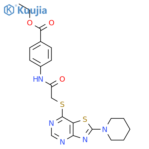 ethyl 4-(2-{[2-(piperidin-1-yl)-[1,3]thiazolo[4,5-d]pyrimidin-7-yl]sulfanyl}acetamido)benzoate structure