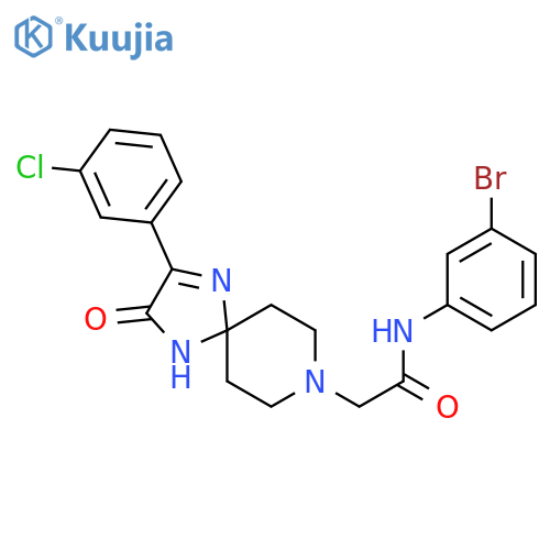N-(3-bromophenyl)-2-[2-(3-chlorophenyl)-3-oxo-1,4,8-triazaspiro[4.5]dec-1-en-8-yl]acetamide structure
