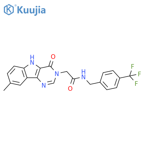 2-{8-methyl-4-oxo-3H,4H,5H-pyrimido[5,4-b]indol-3-yl}-N-{[4-(trifluoromethyl)phenyl]methyl}acetamide structure