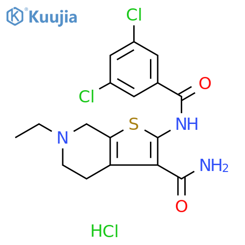 2-(3,5-dichlorobenzamido)-6-ethyl-4H,5H,6H,7H-thieno2,3-cpyridine-3-carboxamide hydrochloride structure