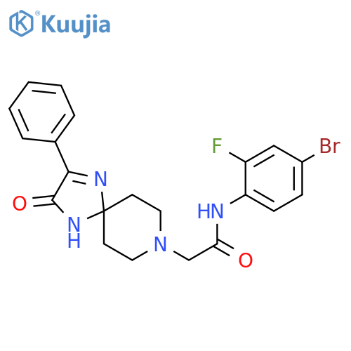 N-(4-bromo-2-fluorophenyl)-2-{3-oxo-2-phenyl-1,4,8-triazaspiro[4.5]dec-1-en-8-yl}acetamide structure