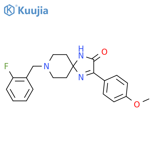 8-[(2-fluorophenyl)methyl]-3-(4-methoxyphenyl)-1,4,8-triazaspiro[4.5]dec-3-en-2-one structure