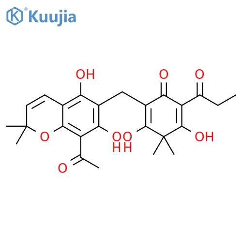 2,5-Cyclohexadien-1-one,2-[(8-acetyl-5,7-dihydroxy-2,2-dimethyl-2H-1-benzopyran-6-yl)methyl]-3,5-dihydroxy-4,4-dimethyl-6-(1-oxopropyl)- structure