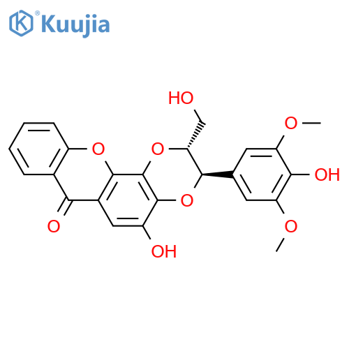 7H-1,4-Dioxino[2,3-c]xanthen-7-one,2,3-dihydro-5-hydroxy-3-(4-hydroxy-3,5-dimethoxyphenyl)-2-(hydroxymethyl)-,(2R,3R)- structure