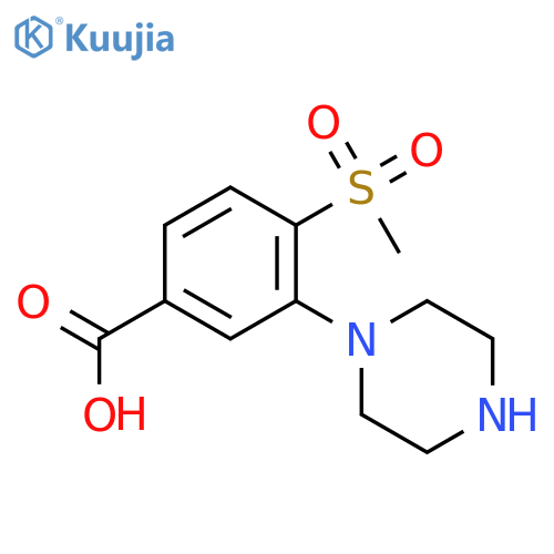 4-(Methylsulfonyl)-3-(piperazin-1-yl)benzoic acid structure