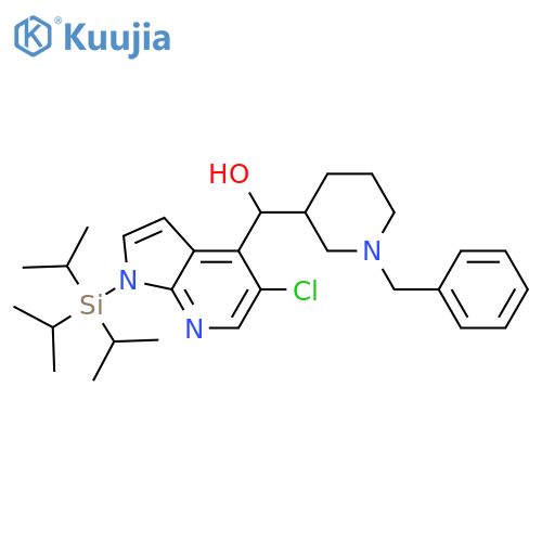 (1-benzylpiperidin-3-yl)(5-chloro-1-(triisopropylsilyl)-1H-pyrrolo[2,3-b]pyridin-4-yl)methanol structure