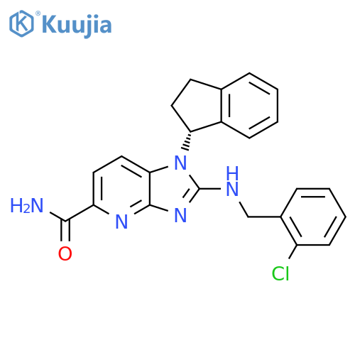 (R)-2-(2-Chlorobenzylamino)-1-(2,3-dihydro-1H-inden-1-yl)-1H-imidazo4,5-bpyridine-5-carboxamide structure