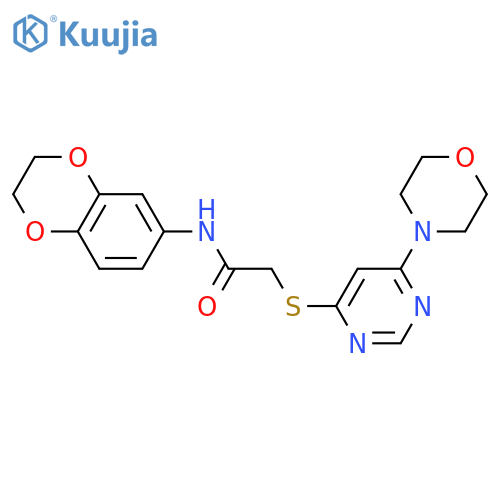 N-(2,3-dihydro-1,4-benzodioxin-6-yl)-2-{6-(morpholin-4-yl)pyrimidin-4-ylsulfanyl}acetamide structure