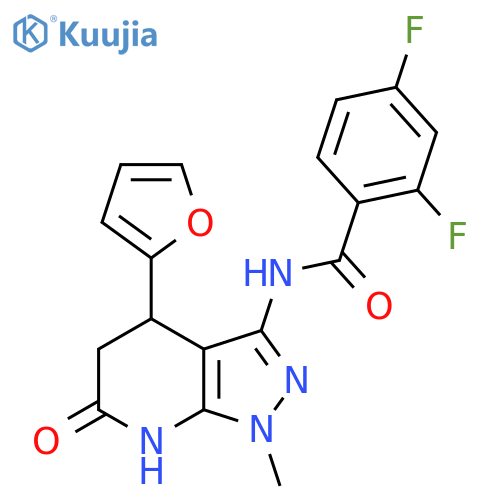 2,4-difluoro-N-4-(furan-2-yl)-1-methyl-6-oxo-1H,4H,5H,6H,7H-pyrazolo3,4-bpyridin-3-ylbenzamide structure