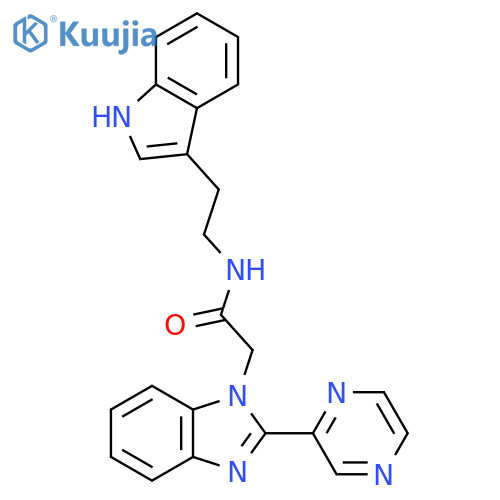 N-2-(1H-indol-3-yl)ethyl-2-2-(pyrazin-2-yl)-1H-1,3-benzodiazol-1-ylacetamide structure