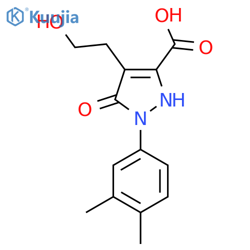 1-(3,4-dimethylphenyl)-4-(2-hydroxyethyl)-5-oxo-2,5-dihydro-1H-pyrazole-3-carboxylic acid structure