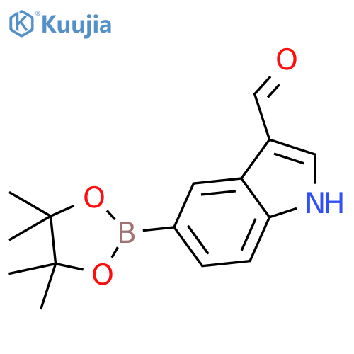 5-(4,4,5,5-tetramethyl-1,3,2-dioxaborolan-2-yl)-1H-indole-3-carbaldehyde structure