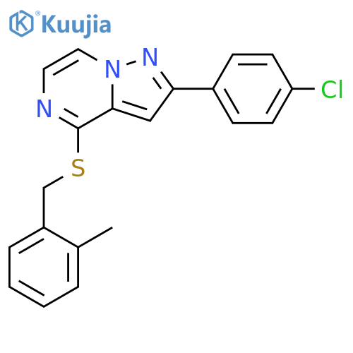 2-(4-chlorophenyl)-4-{[(2-methylphenyl)methyl]sulfanyl}pyrazolo[1,5-a]pyrazine structure