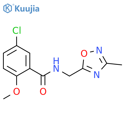 5-chloro-2-methoxy-N-(3-methyl-1,2,4-oxadiazol-5-yl)methylbenzamide structure