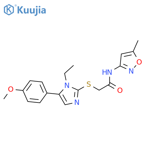 2-{[1-ethyl-5-(4-methoxyphenyl)-1H-imidazol-2-yl]sulfanyl}-N-(5-methyl-1,2-oxazol-3-yl)acetamide structure