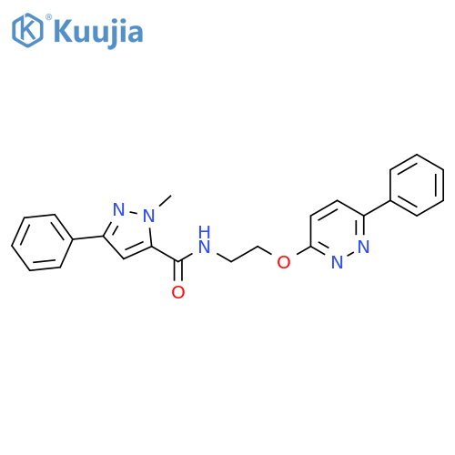 1-methyl-3-phenyl-N-{2-[(6-phenylpyridazin-3-yl)oxy]ethyl}-1H-pyrazole-5-carboxamide structure