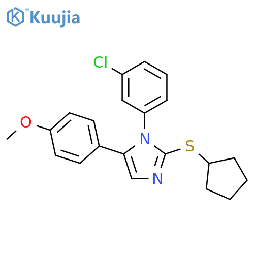 1-(3-chlorophenyl)-2-(cyclopentylsulfanyl)-5-(4-methoxyphenyl)-1H-imidazole structure