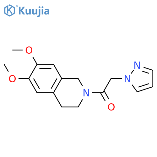 1-(6,7-dimethoxy-1,2,3,4-tetrahydroisoquinolin-2-yl)-2-(1H-pyrazol-1-yl)ethan-1-one structure