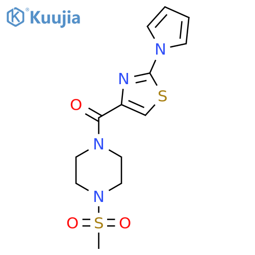1-methanesulfonyl-4-2-(1H-pyrrol-1-yl)-1,3-thiazole-4-carbonylpiperazine structure