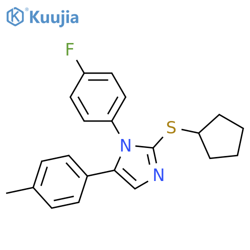 2-(cyclopentylsulfanyl)-1-(4-fluorophenyl)-5-(4-methylphenyl)-1H-imidazole structure