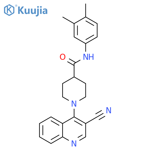 1-(3-cyanoquinolin-4-yl)-N-(3,4-dimethylphenyl)piperidine-4-carboxamide structure
