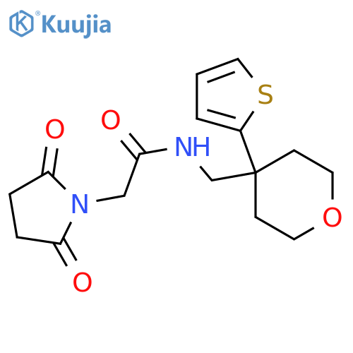 2-(2,5-dioxopyrrolidin-1-yl)-N-{4-(thiophen-2-yl)oxan-4-ylmethyl}acetamide structure
