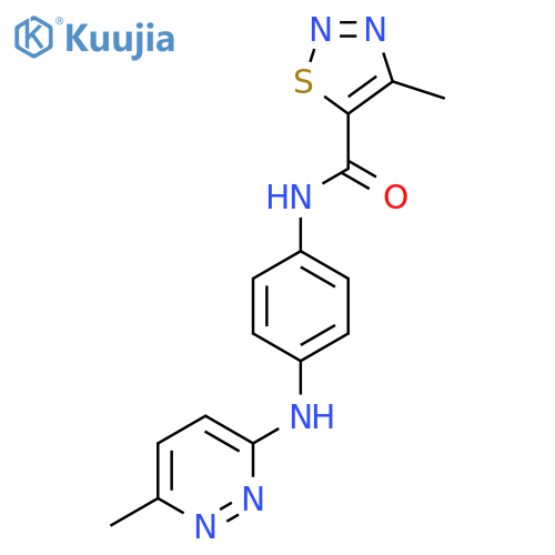 4-methyl-N-{4-(6-methylpyridazin-3-yl)aminophenyl}-1,2,3-thiadiazole-5-carboxamide structure
