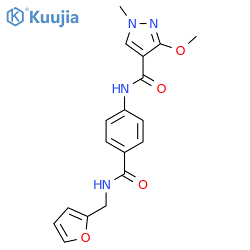 N-(4-{(furan-2-yl)methylcarbamoyl}phenyl)-3-methoxy-1-methyl-1H-pyrazole-4-carboxamide structure