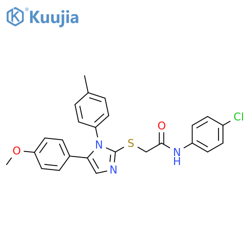 N-(4-chlorophenyl)-2-{[5-(4-methoxyphenyl)-1-(4-methylphenyl)-1H-imidazol-2-yl]sulfanyl}acetamide structure