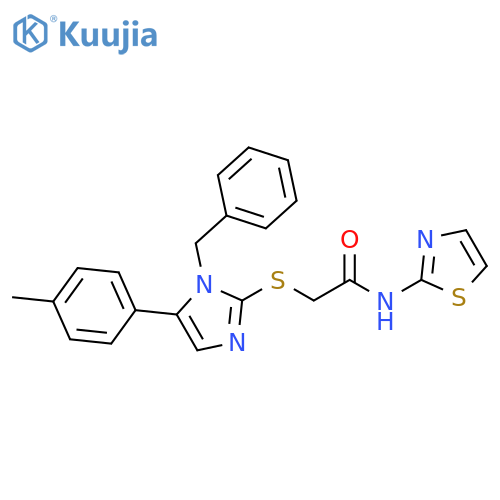 2-{[1-benzyl-5-(4-methylphenyl)-1H-imidazol-2-yl]sulfanyl}-N-(1,3-thiazol-2-yl)acetamide structure