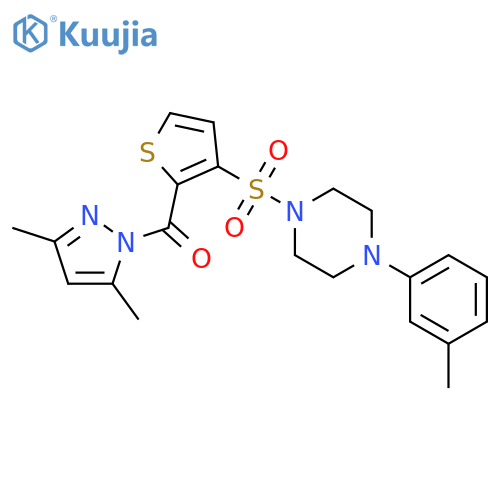 1-{[2-(3,5-dimethyl-1H-pyrazole-1-carbonyl)thiophen-3-yl]sulfonyl}-4-(3-methylphenyl)piperazine structure