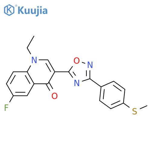 1-ethyl-6-fluoro-3-{3-[4-(methylsulfanyl)phenyl]-1,2,4-oxadiazol-5-yl}-1,4-dihydroquinolin-4-one structure