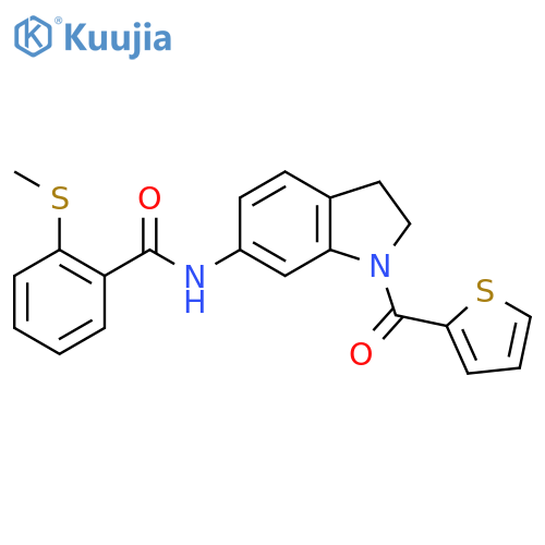 2-(methylsulfanyl)-N-1-(thiophene-2-carbonyl)-2,3-dihydro-1H-indol-6-ylbenzamide structure