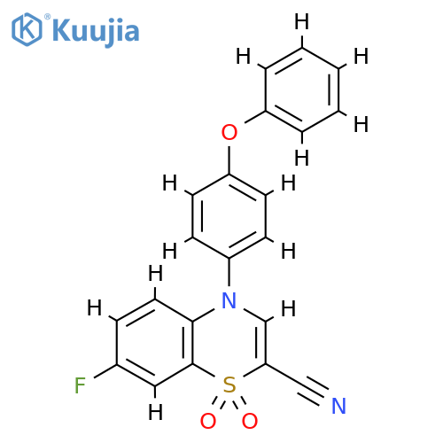 7-fluoro-1,1-dioxo-4-(4-phenoxyphenyl)-4H-1lambda6,4-benzothiazine-2-carbonitrile structure