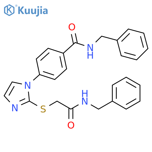 N-benzyl-4-(2-{[(benzylcarbamoyl)methyl]sulfanyl}-1H-imidazol-1-yl)benzamide structure