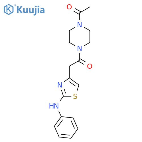 1-(4-acetylpiperazin-1-yl)-2-2-(phenylamino)-1,3-thiazol-4-ylethan-1-one structure