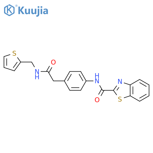 N-[4-({[(thiophen-2-yl)methyl]carbamoyl}methyl)phenyl]-1,3-benzothiazole-2-carboxamide structure