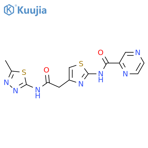 N-(4-{[(5-methyl-1,3,4-thiadiazol-2-yl)carbamoyl]methyl}-1,3-thiazol-2-yl)pyrazine-2-carboxamide structure