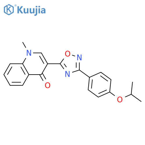 1-methyl-3-{3-[4-(propan-2-yloxy)phenyl]-1,2,4-oxadiazol-5-yl}-1,4-dihydroquinolin-4-one structure
