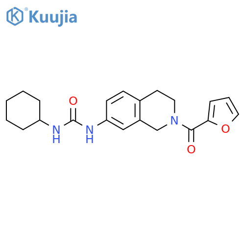1-cyclohexyl-3-2-(furan-2-carbonyl)-1,2,3,4-tetrahydroisoquinolin-7-ylurea structure