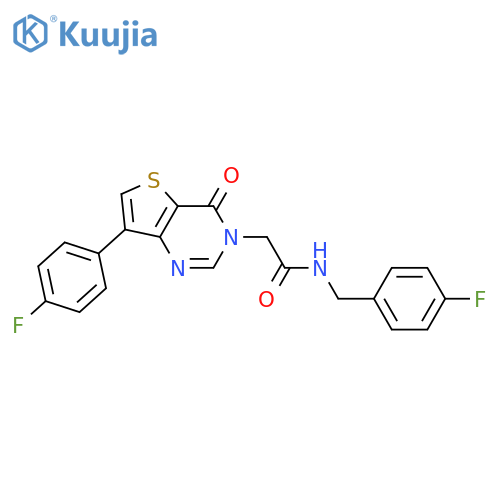 2-[7-(4-fluorophenyl)-4-oxo-3H,4H-thieno[3,2-d]pyrimidin-3-yl]-N-[(4-fluorophenyl)methyl]acetamide structure