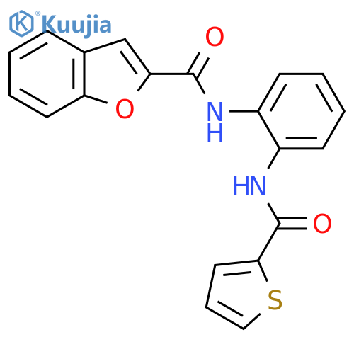 N-2-(thiophene-2-amido)phenyl-1-benzofuran-2-carboxamide structure